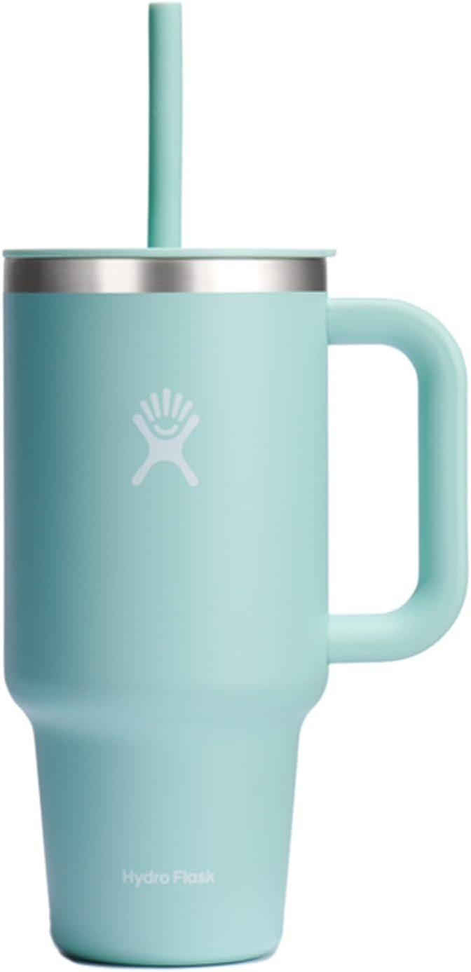 Travel Tumbler with Handle, Lid and Straw - Insulated Stainless Steel in 32 Oz Agave