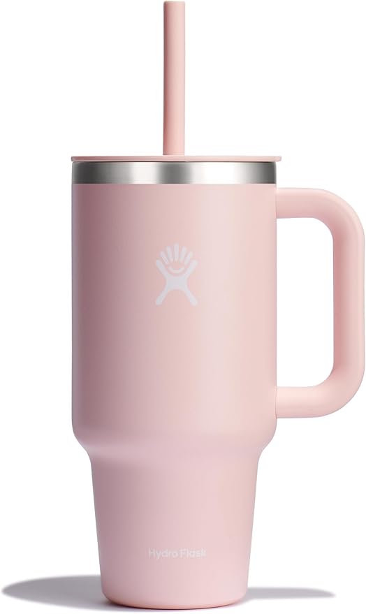 Travel Tumbler with Handle, Lid and Straw - Insulated Stainless Steel in 32 Oz Agave