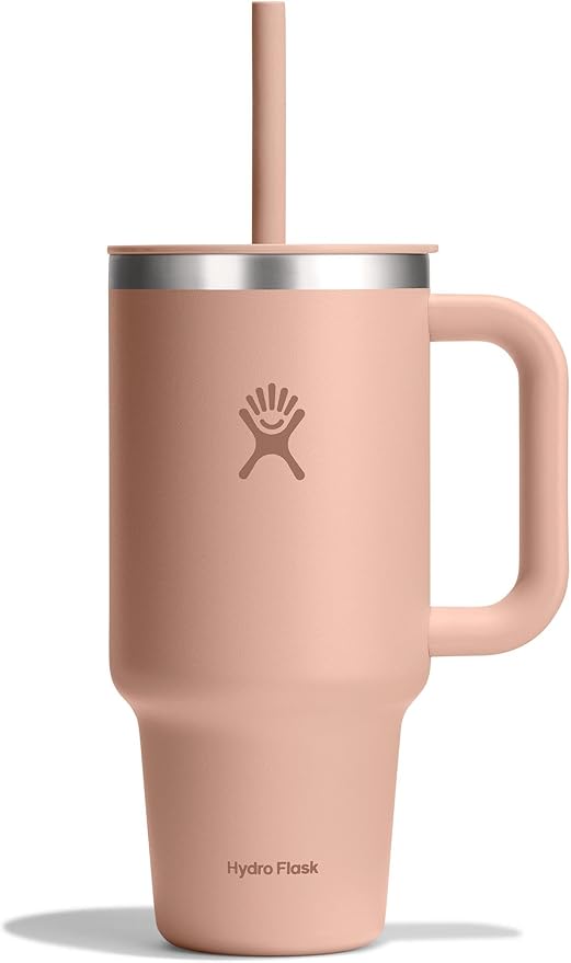 Travel Tumbler with Handle, Lid and Straw - Insulated Stainless Steel in 32 Oz Agave