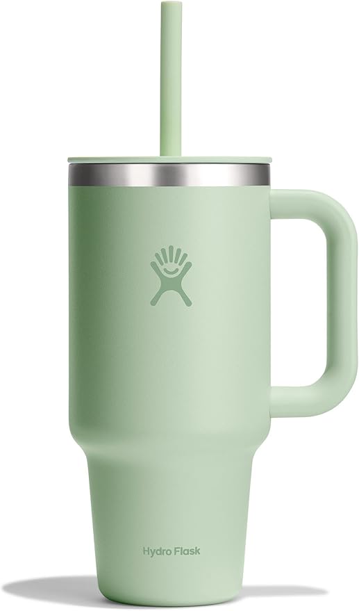 Travel Tumbler with Handle, Lid and Straw - Insulated Stainless Steel in 32 Oz Agave