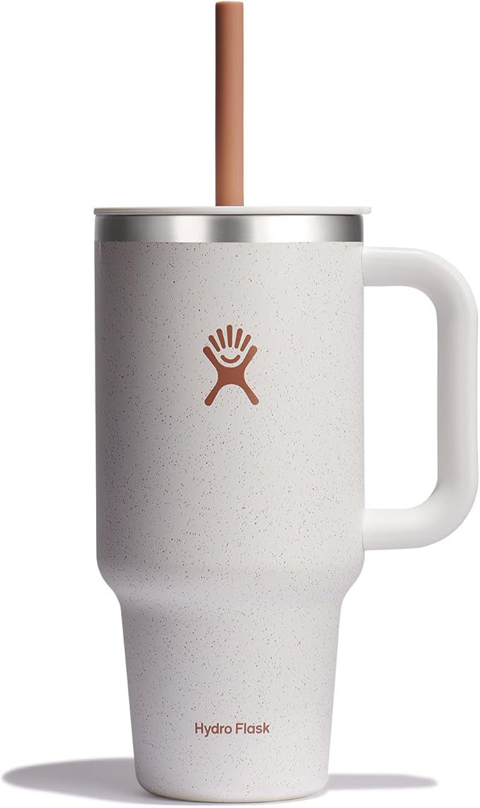 Travel Tumbler with Handle, Lid and Straw - Insulated Stainless Steel in 32 Oz Agave