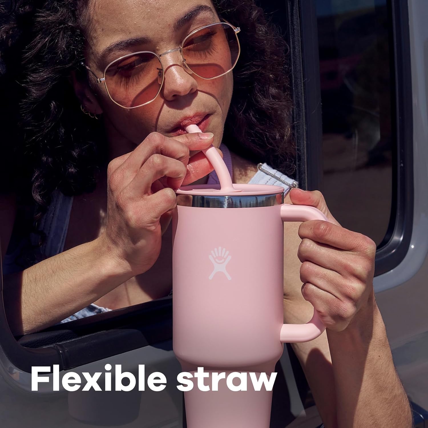 Travel Tumbler with Handle, Lid and Straw - Insulated Stainless Steel in 32 Oz Agave
