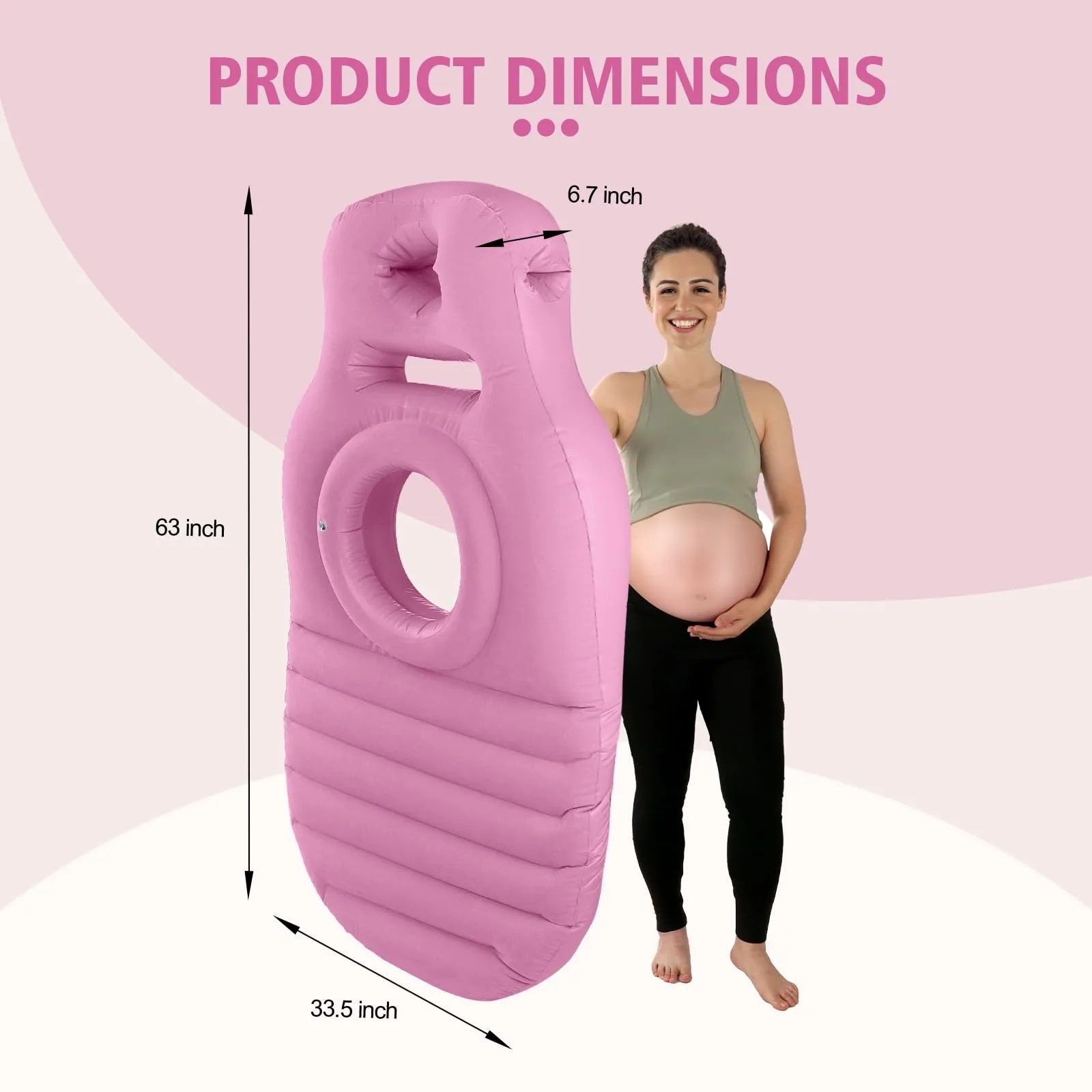 Flocked PVC O-Type Yoga Mat for Pregnant Inflatable Pregnancy Pillow Cushion Bed Pillow Sleeping Mat for Pregnant with Air Pump