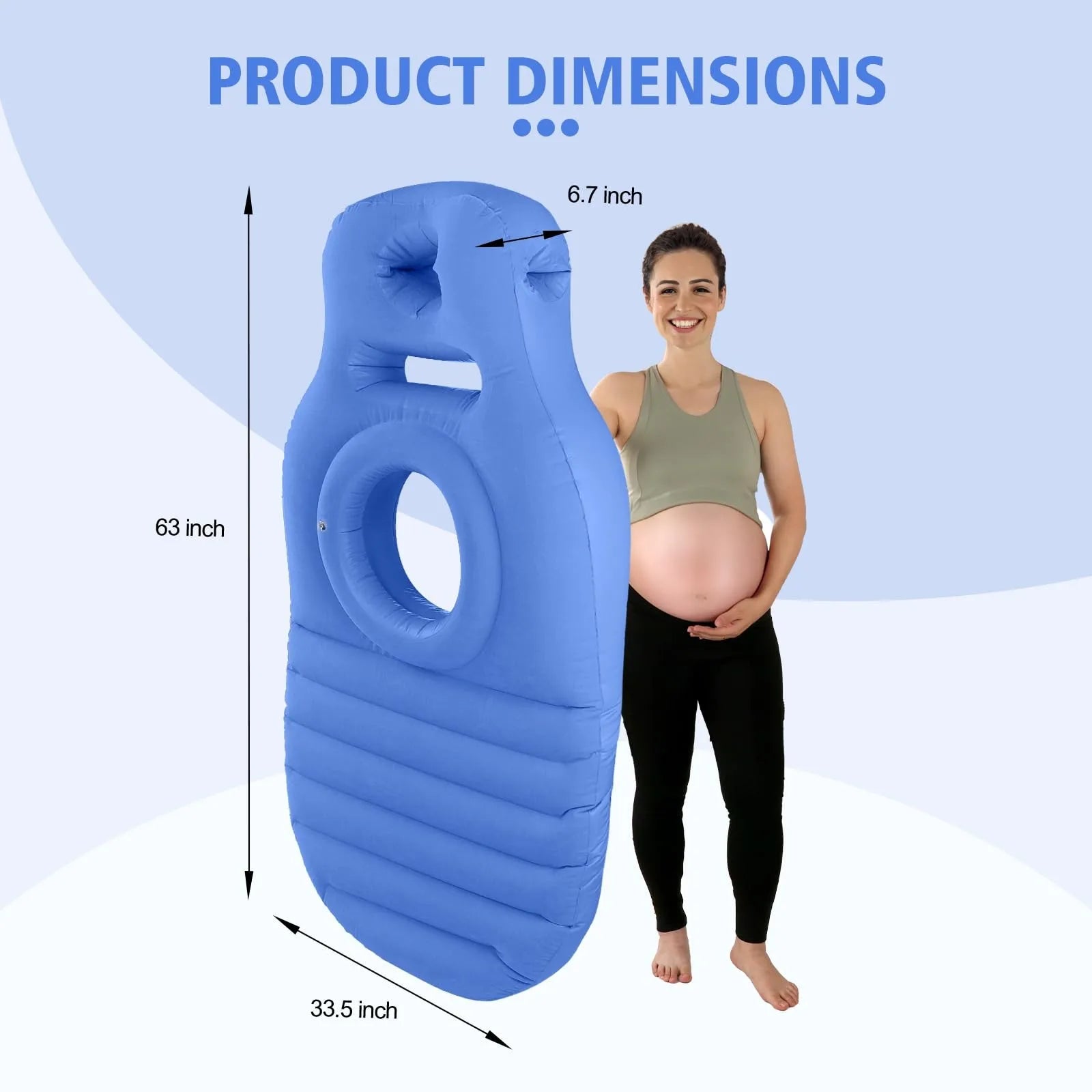 Flocked PVC O-Type Yoga Mat for Pregnant Inflatable Pregnancy Pillow Cushion Bed Pillow Sleeping Mat for Pregnant with Air Pump